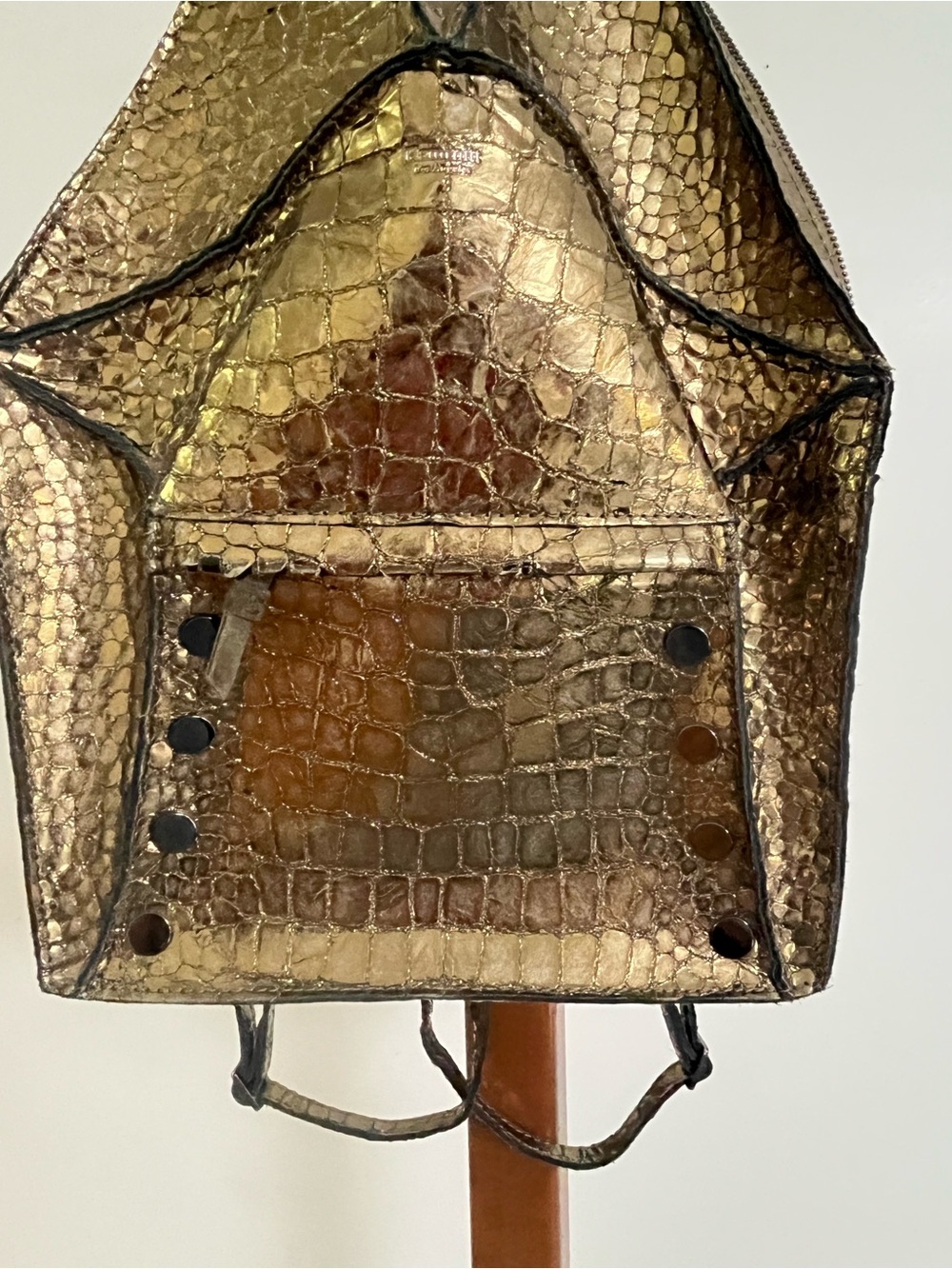 Hammitt Hunter 2 Medium Metallic Gold Croc-Embossed Backpack 14” Used Twice.
